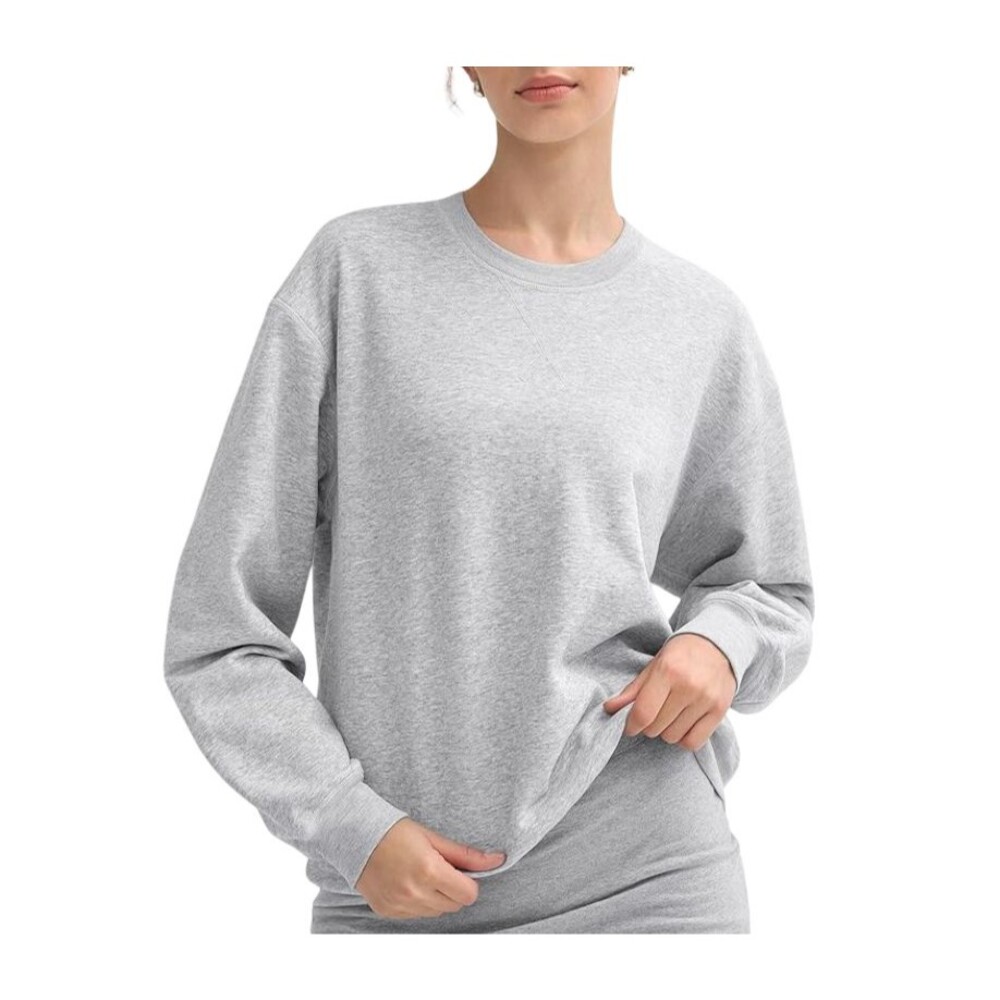 New Pumiey Women's Medium Gray Sweatshirt Crewneck Long Sleeve Loose Pullover